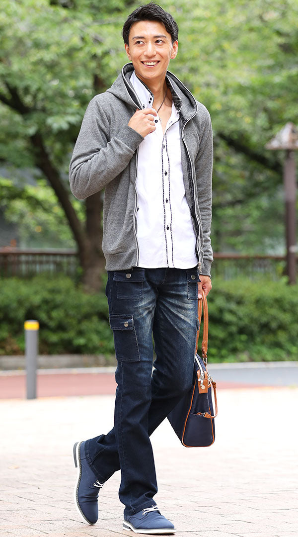 40代メンズにおすすめの白シャツと濃紺デニムを使った身長を高く見せる秋コーデ