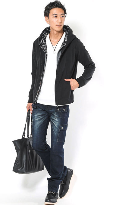 ワークブーツのメンズコーデ