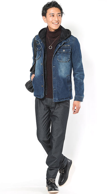 ワークブーツのメンズコーデ