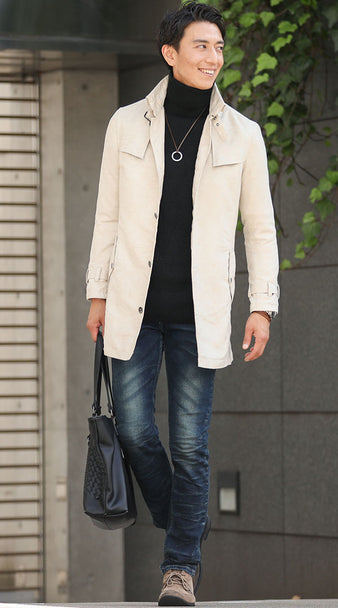 白コートを使ったメンズ冬コーデ