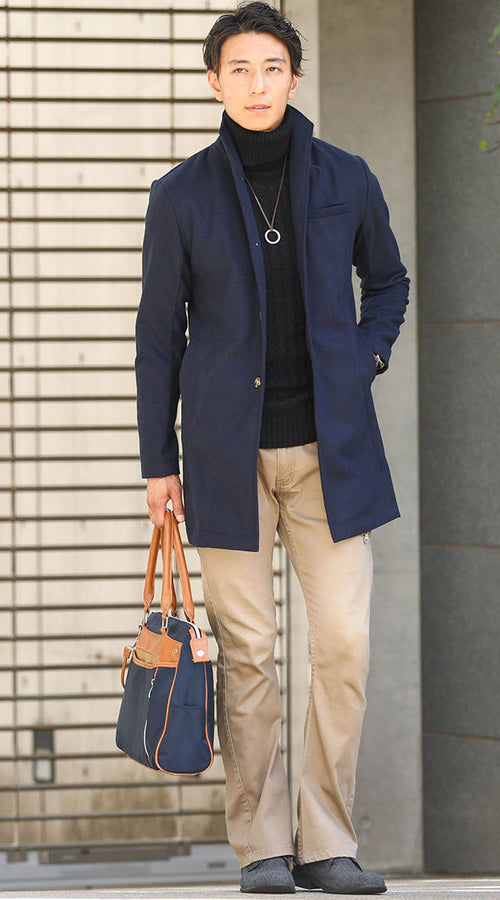 メンズにおすすめの黒ニットコーデ