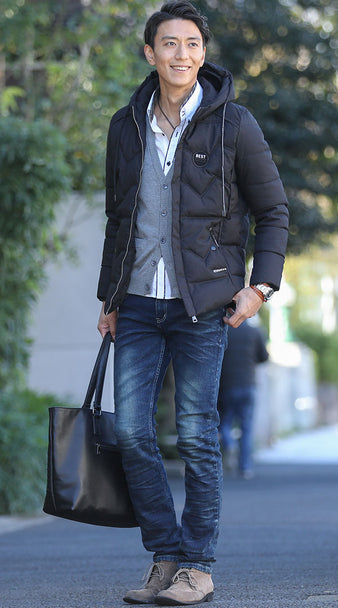 ワンポイントデザインキルティング中綿ジャケット