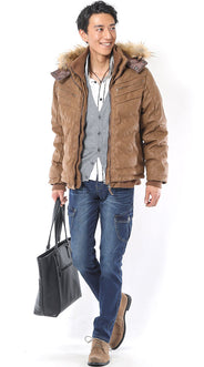 グレーカーディガンに合うズボンとのコーディネート