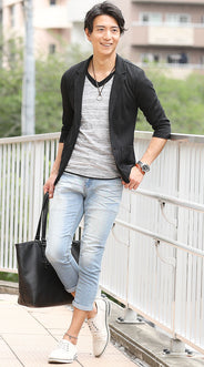 クロップドデニムパンツを使った全身コーデ