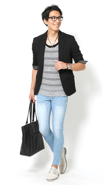 太ってるメンズでも穿けるおすすめのスキニーパンツコーデの例