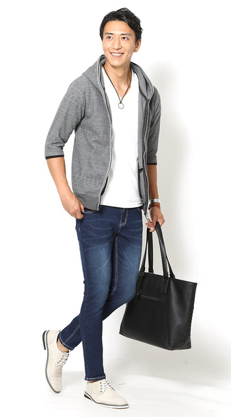 太ってるメンズでも穿けるおすすめのスキニーパンツコーデの例