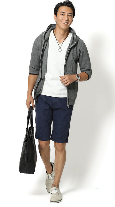 夏のハーフパンツ・ショートパンツの夏サマーパンツコーデ例