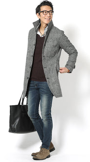 ジーンズ×細身コートのコーディネート