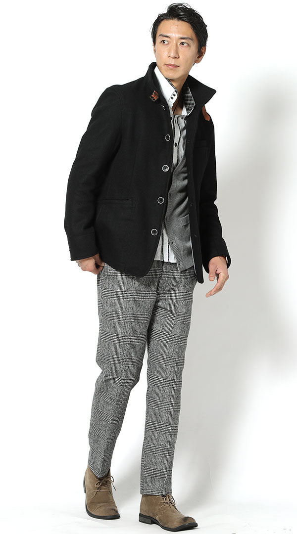 メンズにおすすめのチェック柄パンツで足の太さをカバーしながらスタイル良く見せるコーディネート
