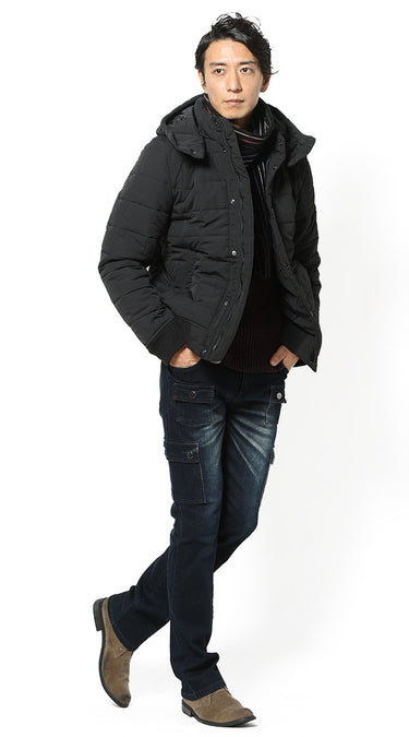 メンズにおすすめのカーゴパンツメンズ冬コーデの例