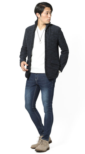 メンズにおすすめのジーンズ×ブーツのコーデ