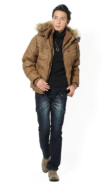 黒のぴったり細身リブニットコーデ