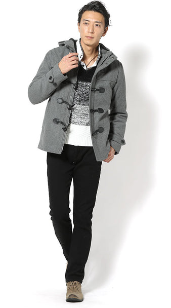 低身長 コーデ メンズ 冬　テーパードパンツ　着こなし方