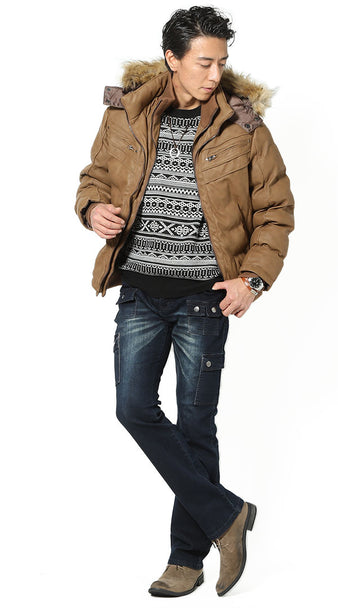 低身長 コーデ メンズ 冬　筋肉質