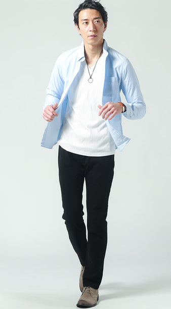 メンズにおすすめの日本製シャツを使った春の軽やかカジュアルコーデ