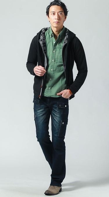 メンズにおすすめのカーゴパンツ春コーデの例