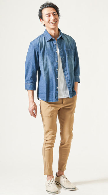 メンズにおすすめの羽織るシャツコーデ例