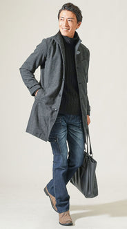 冬コートの中に着るタートルネックとのコーデ