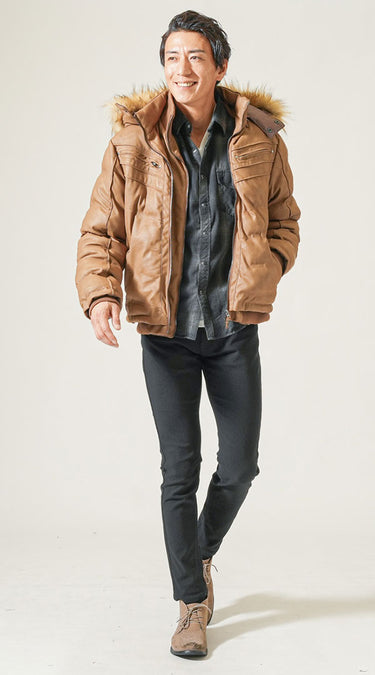 シャツをチェックシャツにした冬シャツコーデ