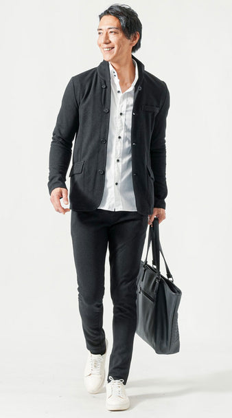 メンズにおすすめの日本製シャツとセットアップを合わせたきれいめコーデ