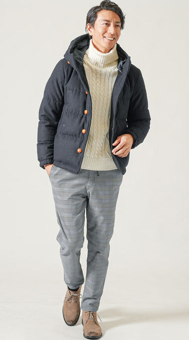 冬暖かいチノパンを使った冬のチノパンコーデ例