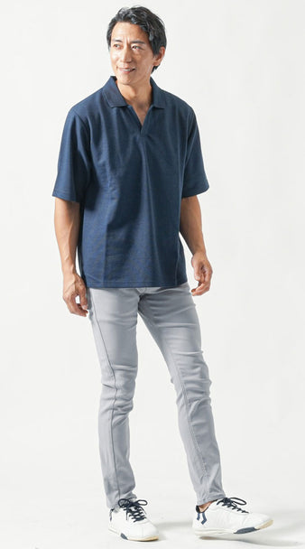 ポロシャツで顔まわりをスッキリ見せるコーディネート