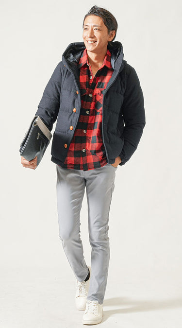 冬におすすめのメンズシャツ×ズボンコーデ