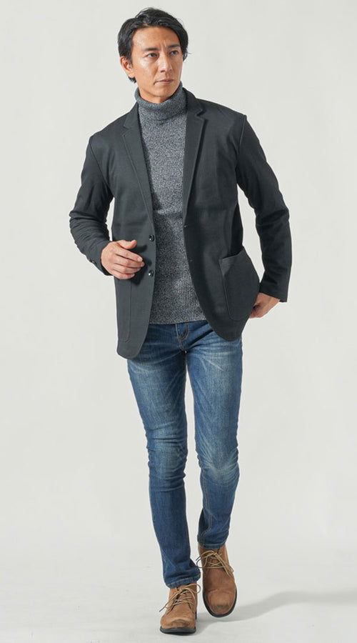 グレーニットを着たメンズコーデ