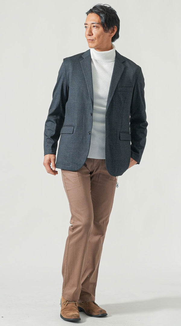 テーラードジャケット×タートルネックメンズコーデ【40代50代30代に