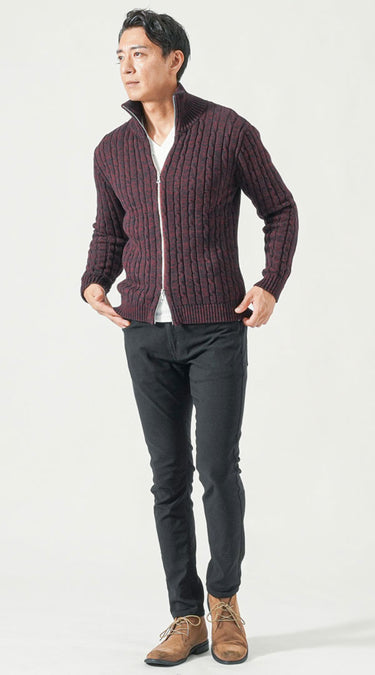 大人の男性にふさわしいきちんと感のある春のストレッチパンツコーデ例