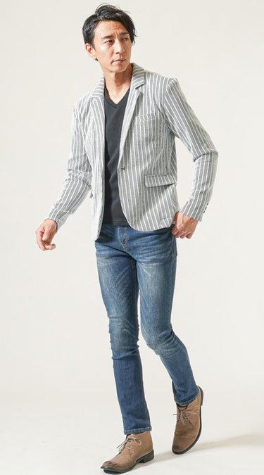 春夏におすすめのジャケット×ジーンズのコーデ例