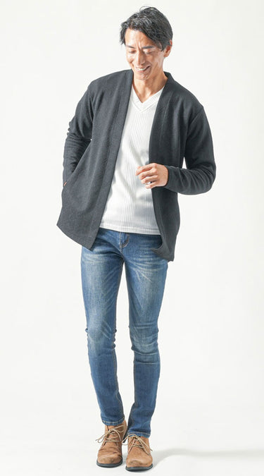 かっこよく見えるロングカーディガンコーデ例