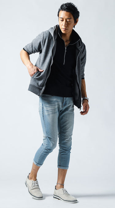 おすすめのメンズ立ち襟ポロシャツのコーデ例