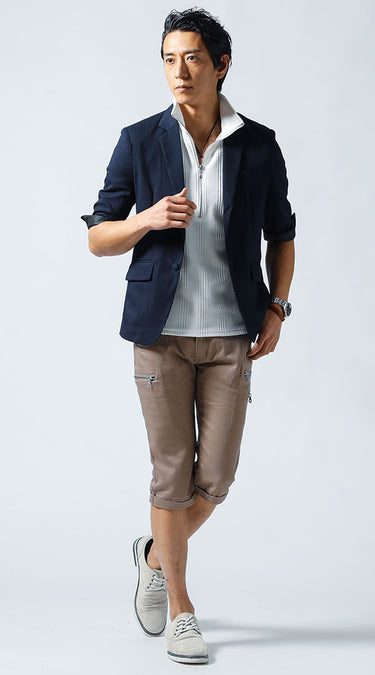 おすすめのメンズ立ち襟ポロシャツのコーデ例