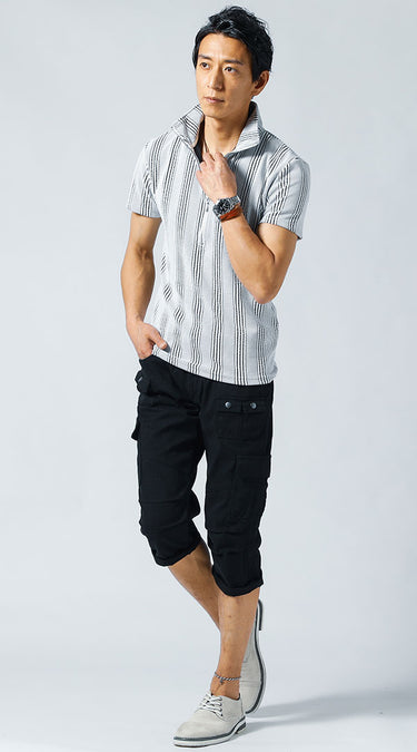 おすすめのメンズ立ち襟ポロシャツのコーデ例