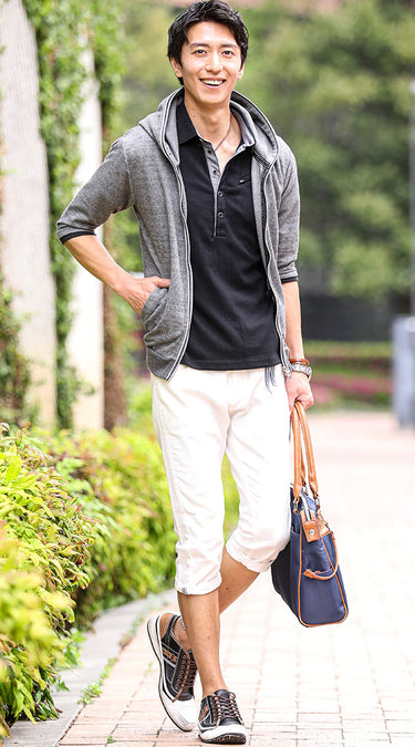 おすすめのメンズ立ち襟ポロシャツのコーデ例