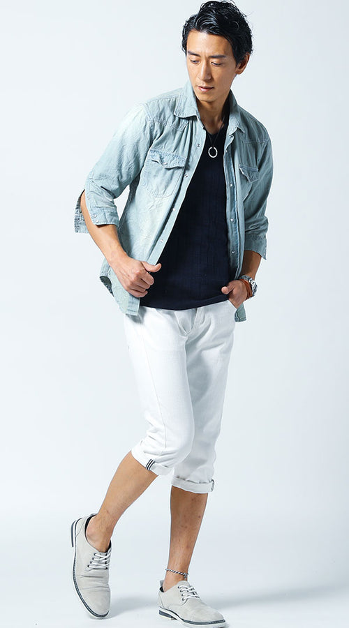 メンズにおすすめのネイビーニットコーデ