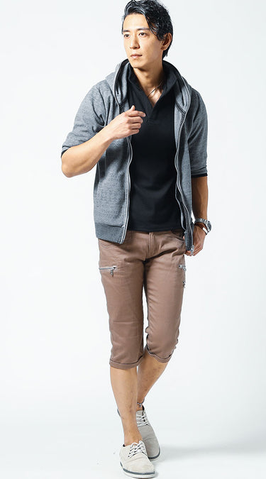 おすすめのメンズ立ち襟ポロシャツのコーデ例