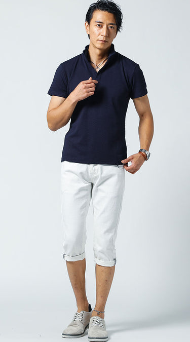 おすすめのメンズ立ち襟ポロシャツのコーデ例