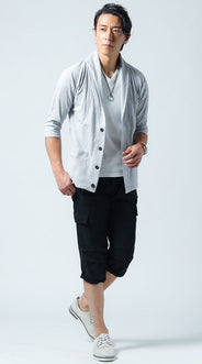 メンズにおすすめのサマーカーディガンコーデの例