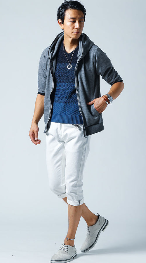 メンズにおすすめのネイビーニットコーデ