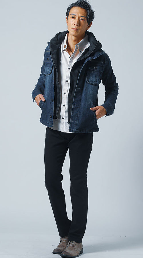 メンズ カジュアル ボタンダウンシャツコーデ