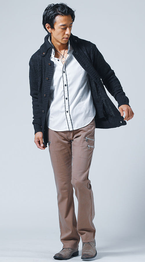 メンズにおすすめのネイビーニットコーデ