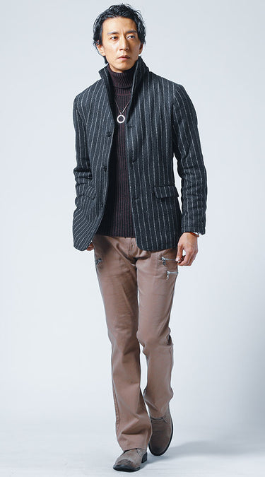 ブーツカットパンツメンズの秋冬コーデのメンズコーデ