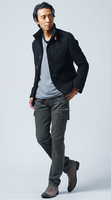 スタンドカラーコート メンズ 着こなし カジュアル