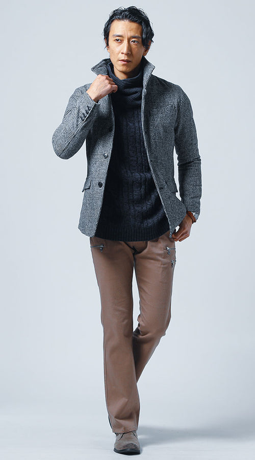 メンズにおすすめのネイビーニットコーデ