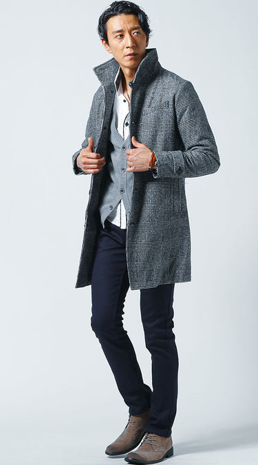 冬のカーディガンの重ね着おすすめのコーディネート例