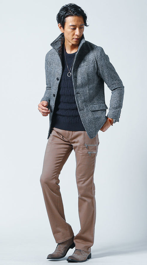 メンズにおすすめのネイビーニットコーデ