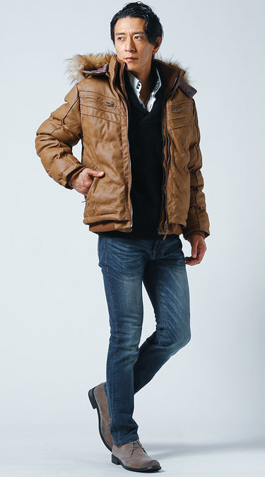 メンズにおすすめの黒ニットコーデ