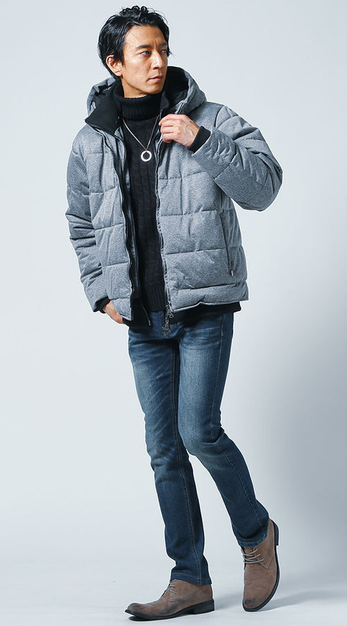 メンズにおすすめの黒ニットコーデ